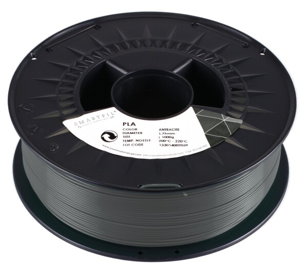 PLA filament antracitově šedý 1,75 mm Smartfil 1 kg