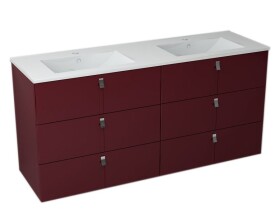 SAPHO - MITRA umyvadlová skříňka s umyvadlem, 3 zásuvky, 150x70x46 cm, bordó 2XMT0831601-150
