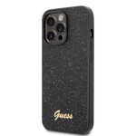 Pouzdro Guess PC/TPU Glitter Flakes Metal Logo iPhone 14 Pro černé