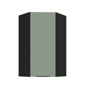 Horní rohová skříňka Aria 60x60 GN-108 1F (45°) Barva korpusu: Černá, Barva dvířek: SA - Aquamarine AFM