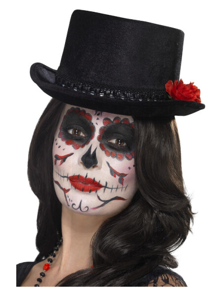 Klobouk Day of the Dead s červenou květinou, druhá jakost