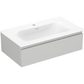 MEXEN/S - Rivel koupelnová skříňka 80 cm s umyvadlem Vela, 1 šuplík, reliéf , šedá mat/bílá mat 91A20-08023-1-BF62-W23M01
