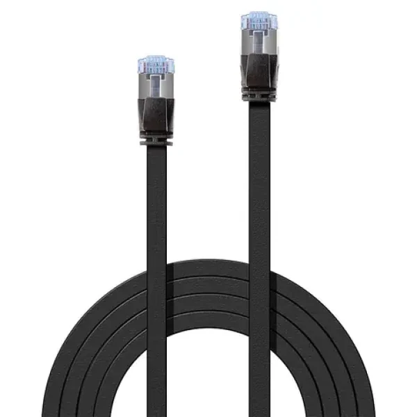 Lindy černá / Patch kabel / Cat6a U/FTP plochý / RJ45-RJ45 / 0,3 m (47480)