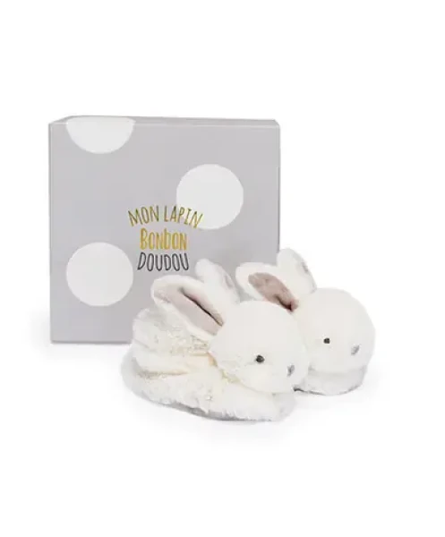 Doudou Dárková sada - Sada botiček s chrastítky králíček béžový 0-6 měsíců (DC1310)