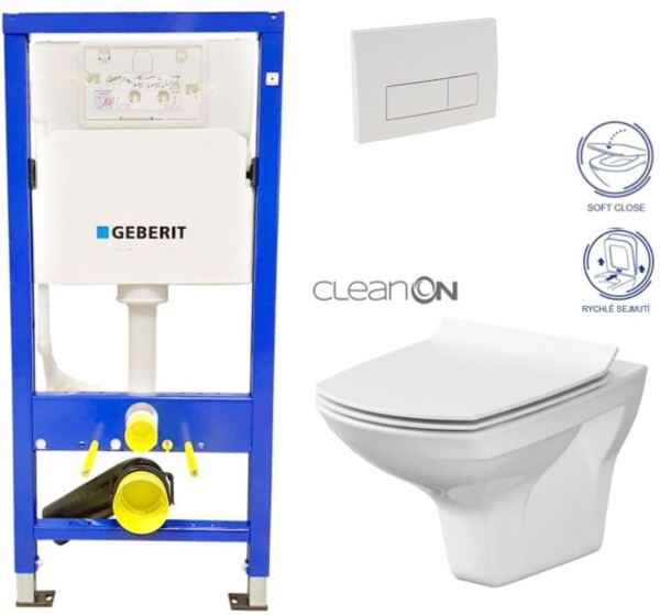 GEBERIT DuofixBasic s bílým tlačítkem DELTA51 + WC CERSANIT CLEANON CARINA + SEDÁTKO 458.103.00.1 51BI CA3