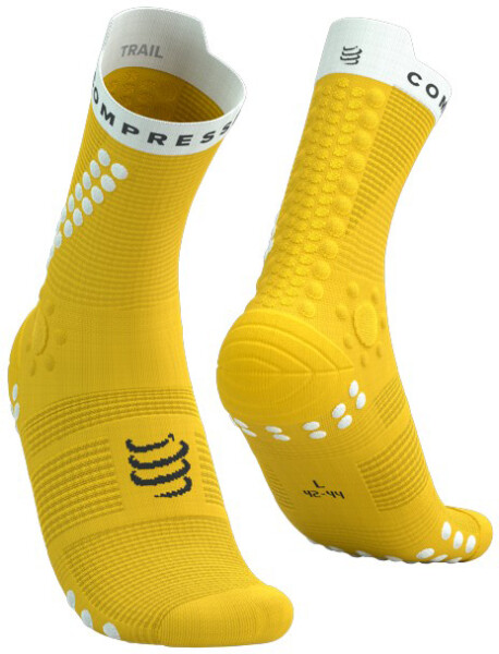 Běžecké kompresní ponožky Compressport Pro Racing Socks v4.0 Trail - Lemon/White Velikost: EU 42-44