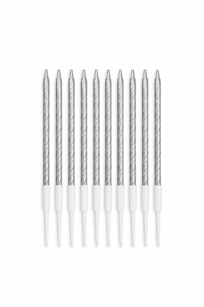 Cake star Dortové svíčky spirálové stříbrné 10ks