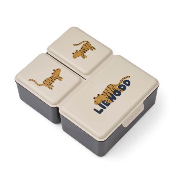 LIEWOOD Svačinový box Driss Tiger / Sandy 1,2 l, béžová barva