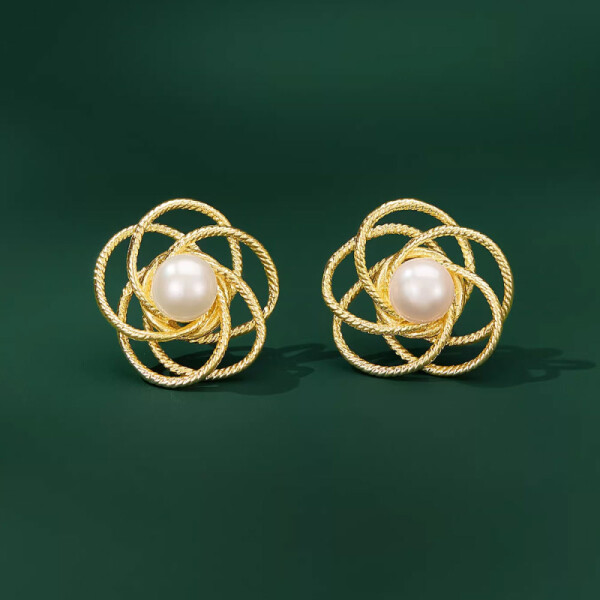 Náušnice s bílou perlou Aliénor, Zlatá Bílá