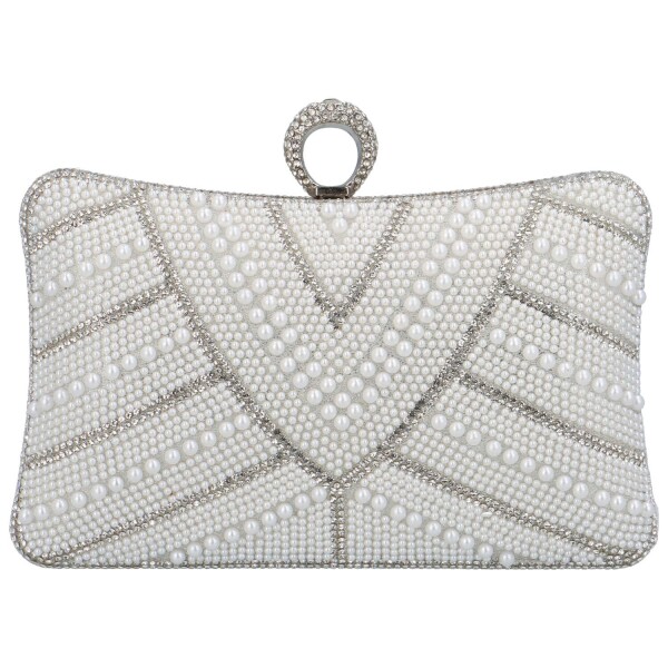 Luxusní psaníčko s kamínky a perličkami Deneris, stříbrná