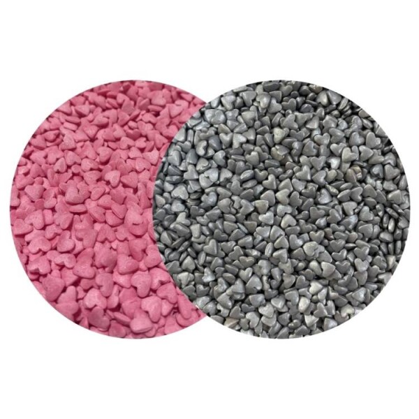 Dortisimo 4Cake Cukrová srdíčka růžová a stříbrná (120 g)