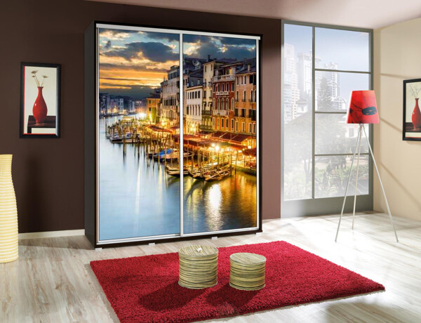 Šatní skříň Penelopa Benátky 2 Barva korpusu: Kaštan - wenge, Rozměry: 155 cm