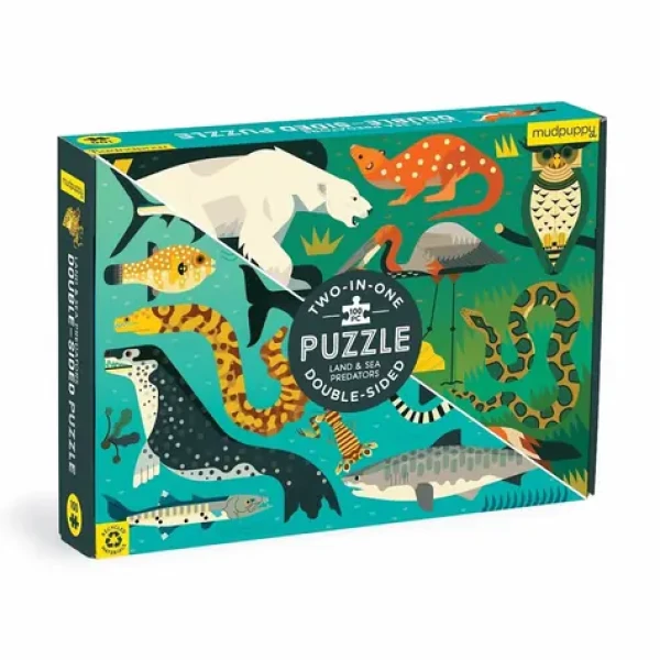 Mudpuppy Oboustranné puzzle Pozemní a mořští predátoři