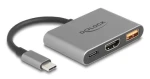 Delock USB-C (M) - HDMI (F) + USB-A šedá / Adaptér / DP Alt Mód / 4K / 30 Hz / USB PD 90 W (61071)