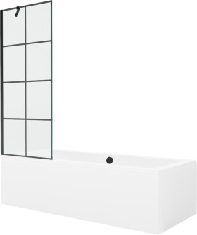 MEXEN/S - Cube obdélníková vana 170 x 80 cm s panelem + vanová zástěna 70 cm, černá vzor 550517080X9507007077