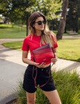 Prošívaná crossbody kabelka VUCH Coalie Striped Red, červená