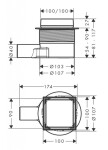 HANSGROHE - RainDrain Point Podlahová vpust, 10x10 cm, kartáčovaná nerezová ocel 56247800