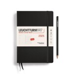 Leuchtturm1917 Weekly Planner &amp; Notebook Medium (A5) 2025 Black - tečkovaný