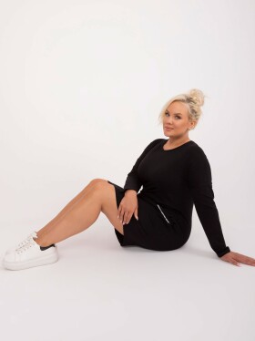 Černé bavlněné šaty plus size velikosti s nápisy