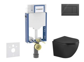 GEBERIT - Kombifix Set předstěnové instalace, klozetu Oudee a sedátka softclose, tlačítko Sigma20, černá lesk/černá mat SANI15CA5506
