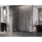 MEXEN/S - Lunar L Duo sprchový kout dveře křídlové 85 x 85, transparent, měď kartáčovaná 834L-085L-085P-65-00