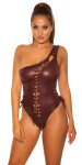 Sexy KouCla Coldshoulder Wetlook Body barva BORDEAUX velikost Einheitsgroesse