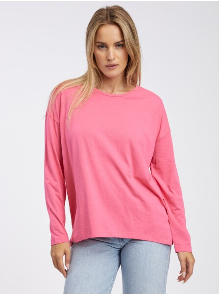 Noisy May Tmavě růžové dámské basic oversize tričko dlouhým rukávem Noisy Ma dámské