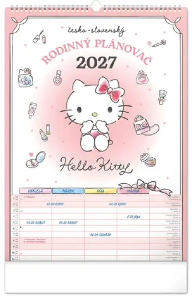 NOTIQUE Rodinný plánovací Hello Kitty XL 2027 / Nástěnný kalendář / 33 × 46 cm