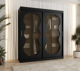 Šatní skříň Abi Bahrajn 3 Rozměry: 180 cm, Barva korpusu + barva dveří: Černá + Černá