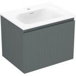 MEXEN/S - Rivel koupelnová skříňka 60 cm s umyvadlem Vela, 1 šuplík, reliéf , grafit mat/bílá mat 91A20-06047-1-BF66-W23M01