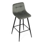 Židle barová, zelená látka, čtyřnohá kovová podnož, černý mat