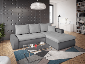 FRONTI Rohová rozkládací sedačka GRAND šedá-tmavěšedá SAWANA 21 + SAWANA 96 17426