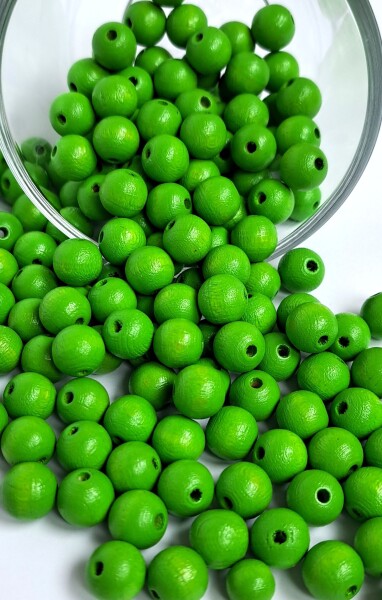 Dřevěné korálky Detoa - světle zelené - ∅ 10 mm - 10 ks