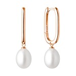 Stříbrné pozlacené náušnice Shannon Gold, řiční perla stříbro 925/1000, Bílá