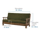 Super strečové potahy NIAGARA zelená trojkřeslo s dřevěnými rukojeťmi (š. 160 - 200 cm)