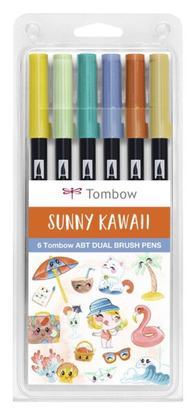 Tombow sada oboustranných fixů 6ks - Sunny