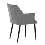 Židle jídelní, šedá vodoodpudivá látka, černý matný lak, kovové nohy