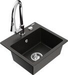 MEXEN/S - Milo granitový dřez 1-miska včetně baterie Elia, černá/zlatá metalik 6505-75-670101-00