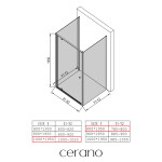 CERANO - Třístěnný sprchový kout Ferri U L/P - 6 mm - černá matná, transparentní sklo - 100x80x195 - pivotový CER-8050BD7851