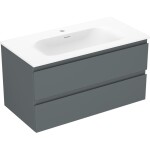 MEXEN/S - Orio koupelnová skříňka 90 cm s umyvadlem Vela, 2 zásuvky, grafit mat/bílá mat 91A10-09047-2-BFF66-W23M01
