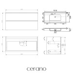 CERANO - Koupelnová skříňka Velora - černá matná, úchytka černá + keramické umyvadlo Novo - bílá lesklá - 101x54,5x46,5 CER-979892