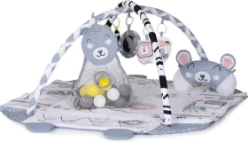 CHIPOLINO Hrací deka s balónky 2v1 Fun Zone šedá / od narození / 114 x 103 cm (PGR02603GR)