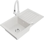 MEXEN - Pablo granitový dřez 1 s odkapávačem včetně baterie Elia, bílá 6510-20-670101-20