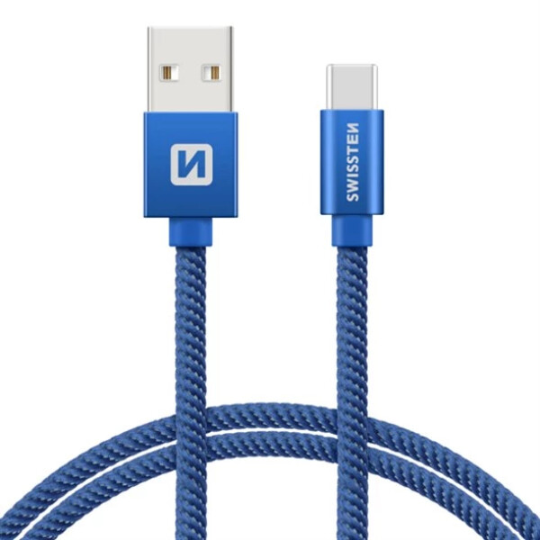 Swissten 71521208 USB 2.0 typ A na C, USB 2.0, zástrčka A - zástrčka C, opletený, 1,2m, modrý