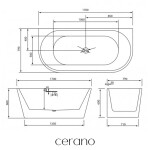 CERANO - Vana akrylátová Grazia - volně stojící - nástěnná - bílá matná - 170x79x60 CER-477824