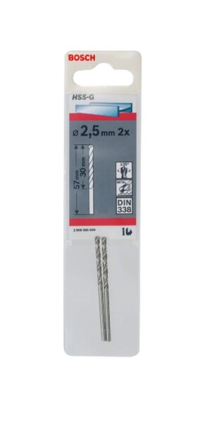 Vrták do kovu Bosch HSS-G 2,5 x 30 x 57 mm 2 ks 2608585909