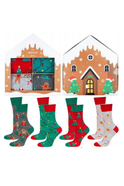 Vánoční ponožky SOXO v krabičce / 4-pack 70750A tmavě modrá 40-45