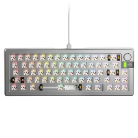 Glorious GMMK 3 Pro 65% barebone ANSI stříbrná / herní 65% TKL / USB-C / bez spínačů / ANSI layout / RGB / 1.4m (GLO-KB-GMMK3-PRO-65-BB-W-SIL-US)