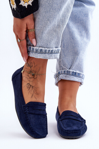 Dámské semišové mokasíny modré Lenvie 36