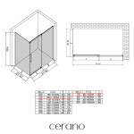 CERANO - Sprchový kout Lantono - pravá - 8 mm - Soft-Close - chrom, mléčné sklo - 110x70 - posuvný CER-665536